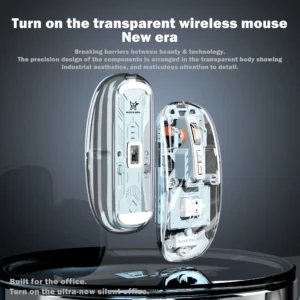 Transparent Crystal Magnetic Wireless Mouse – Dual BT + 2.4G | Ultra-Slim Rechargeable Mouse